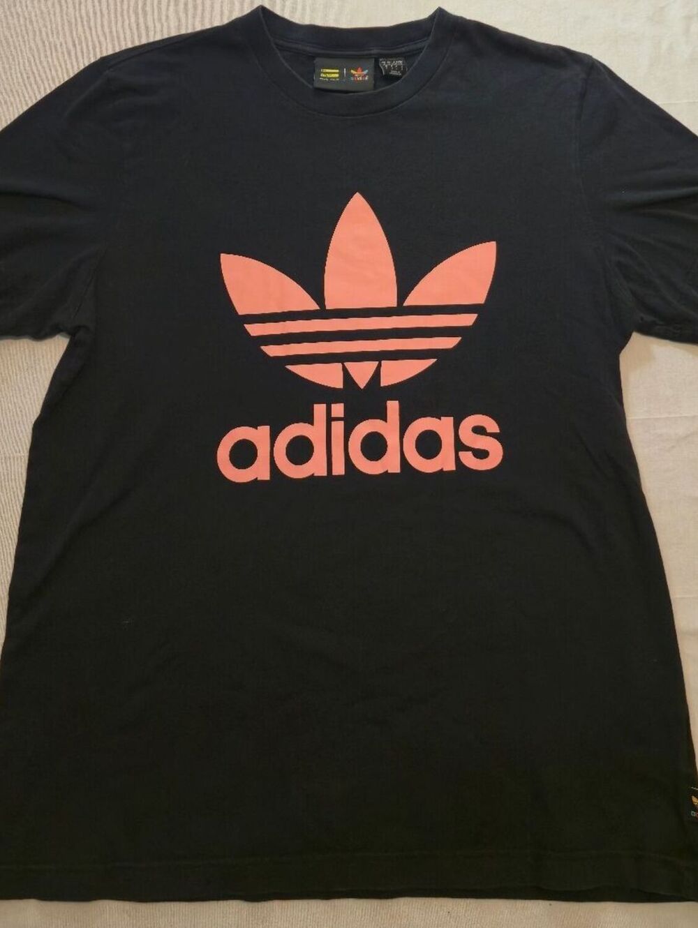 Pharrell Williams Adidas Black Graphic T-Shirt Colorful Logo Size Large